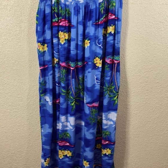 Koko Knot Maxi Dress Ocean Blue Floral Palm Trees S 100% Rayon - Picture 12 of 16